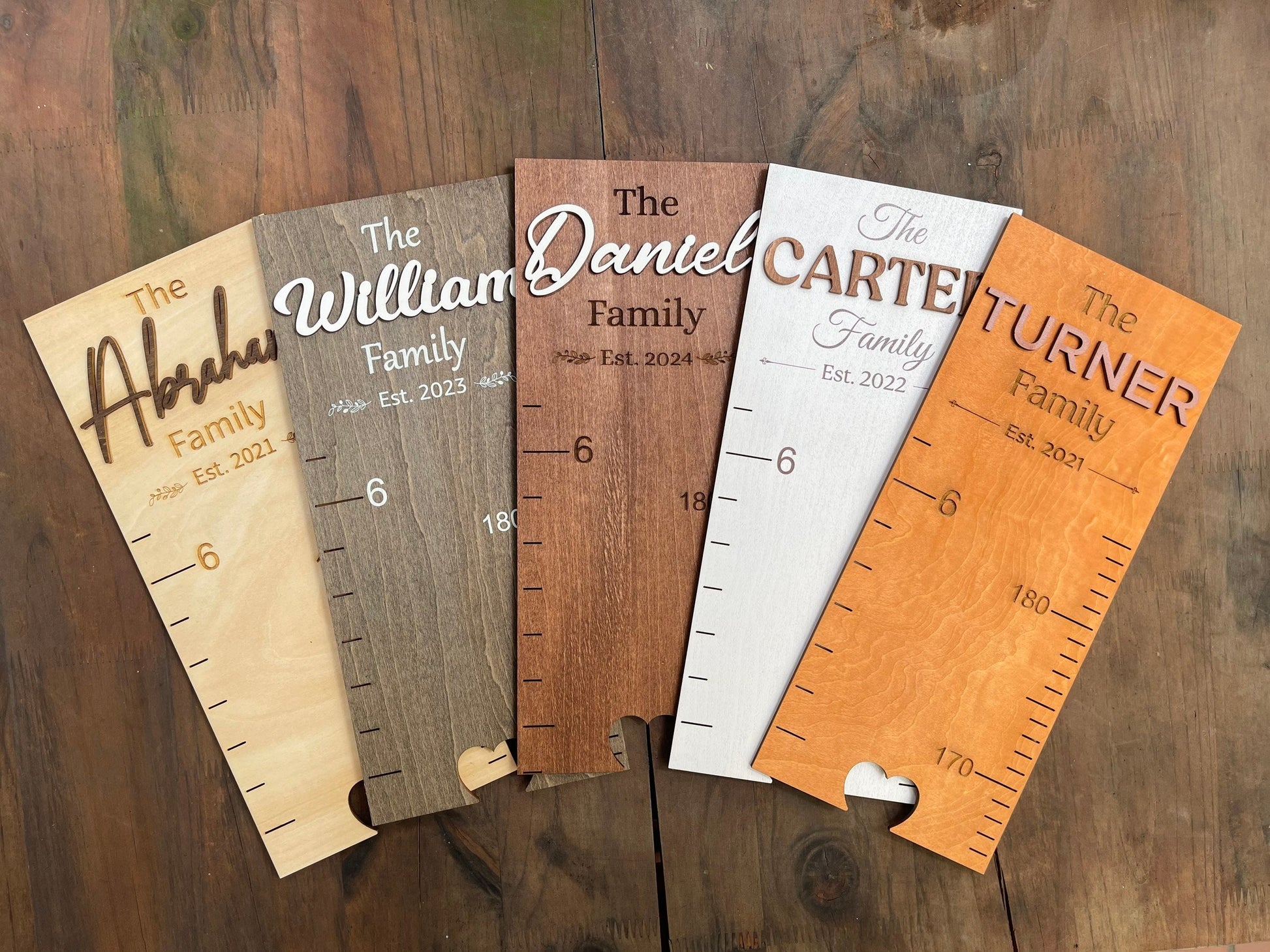Family Growth Chart Personalized Wood Growth Chart Height Chart for Kids Height Ruler for Wall Wooden Nursery Decor Housewarming Gift