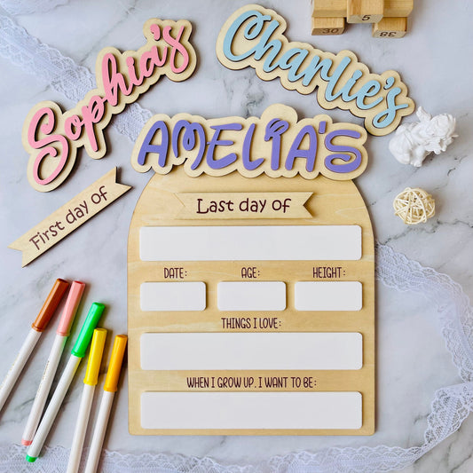 First Day of School Sign Personalized Interchangeable Names Back to School Board Reusable White Board Dry Erase Back to School Sign