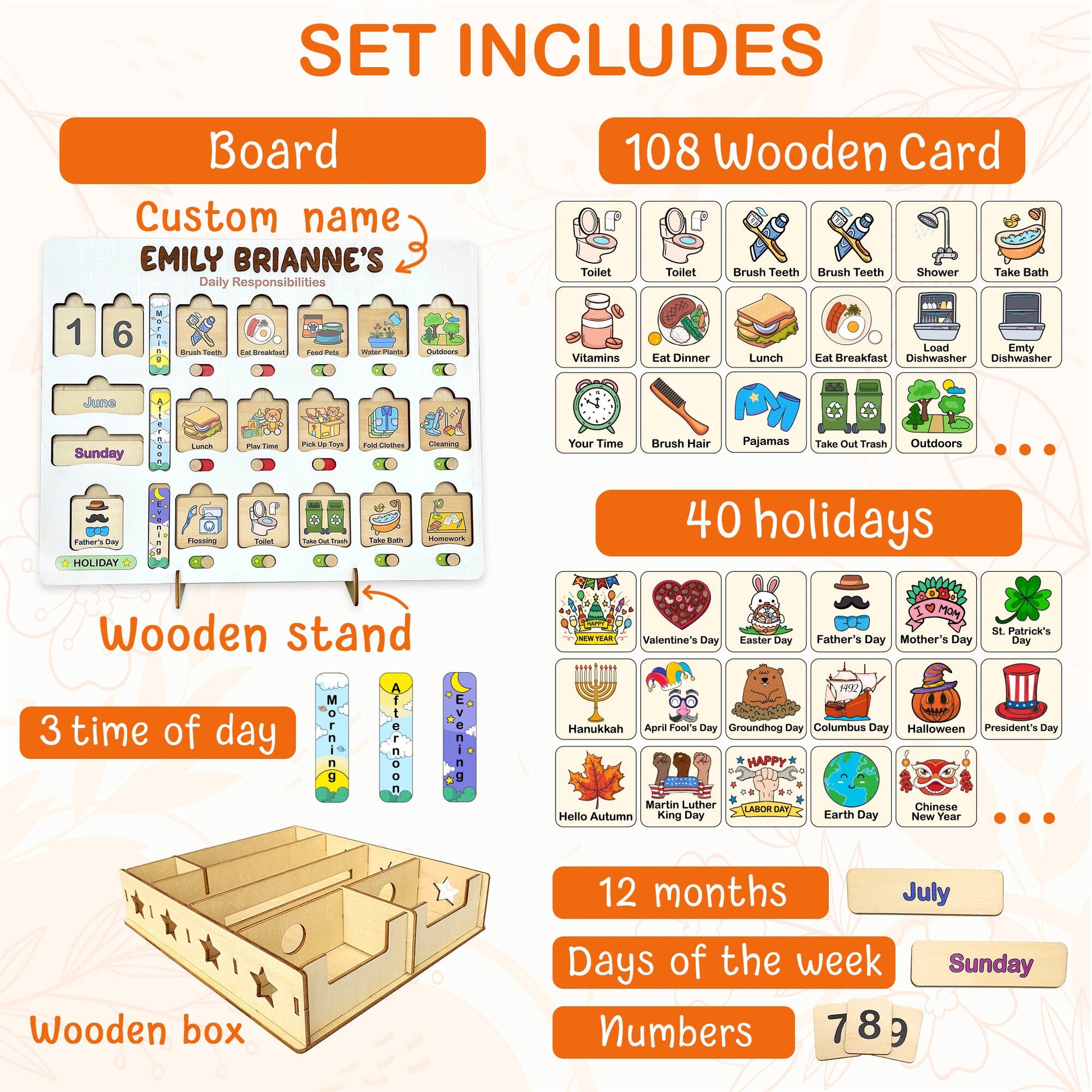Chore Chart for Kids, Montessori Calendar, Kids Routine Chart, Toddler Chart, Homeschool Planner, Visual Schedule, Responsibility Chart