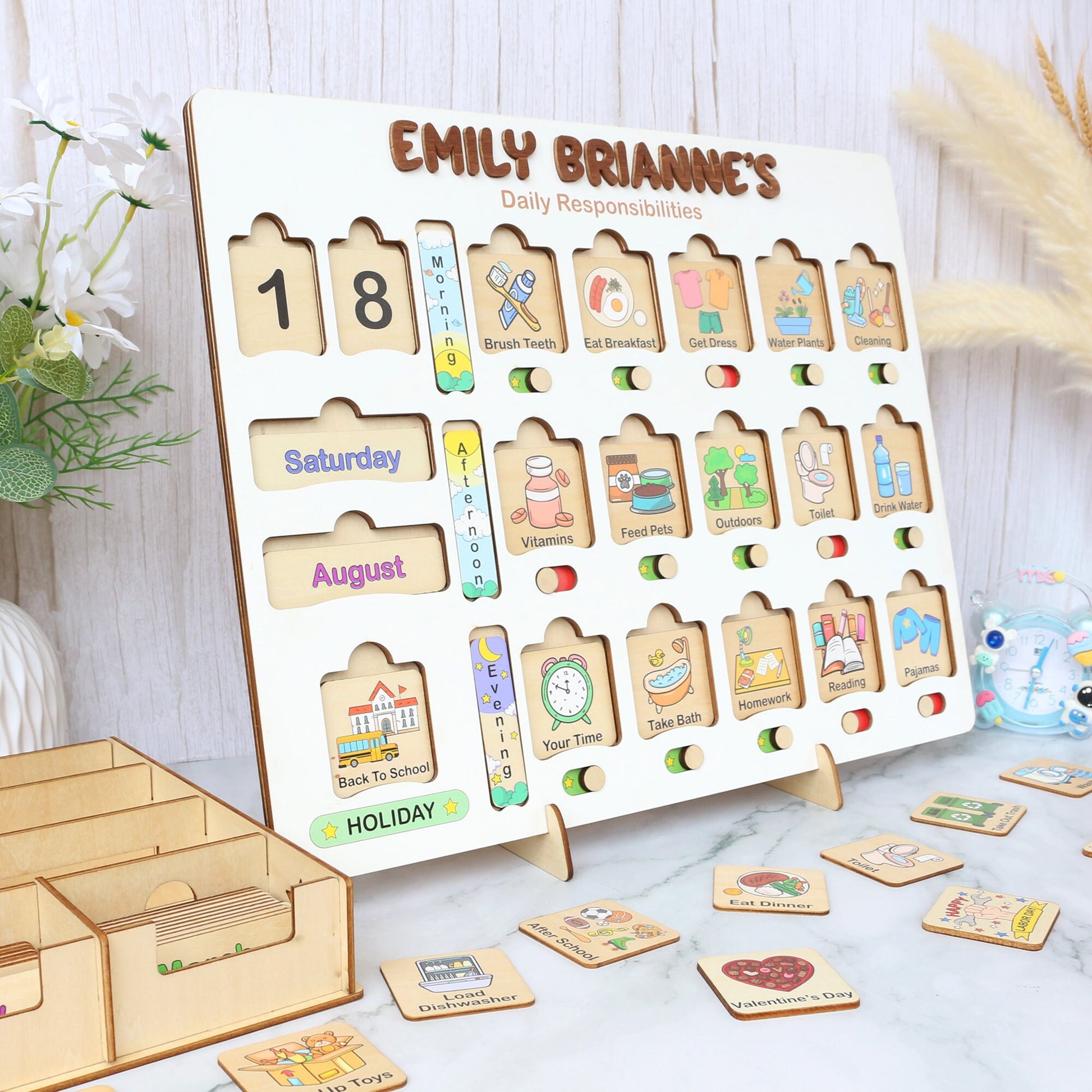 Chore Chart for Kids, Montessori Calendar, Kids Routine Chart, Toddler Chart, Homeschool Planner, Visual Schedule, Responsibility Chart