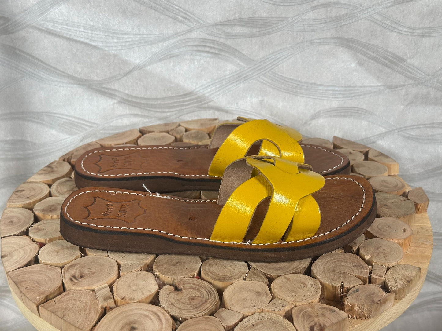 Handmade Moroccan Yellow Leather Sandals – Summer Shoes for Women, Greek Style Comfortable Soft Leather Sandals, Boho Gladiator Gift