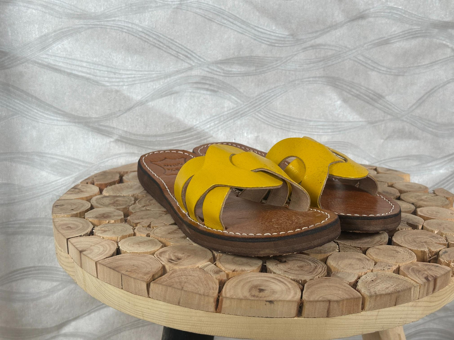 Handmade Moroccan Yellow Leather Sandals – Summer Shoes for Women, Greek Style Comfortable Soft Leather Sandals, Boho Gladiator Gift