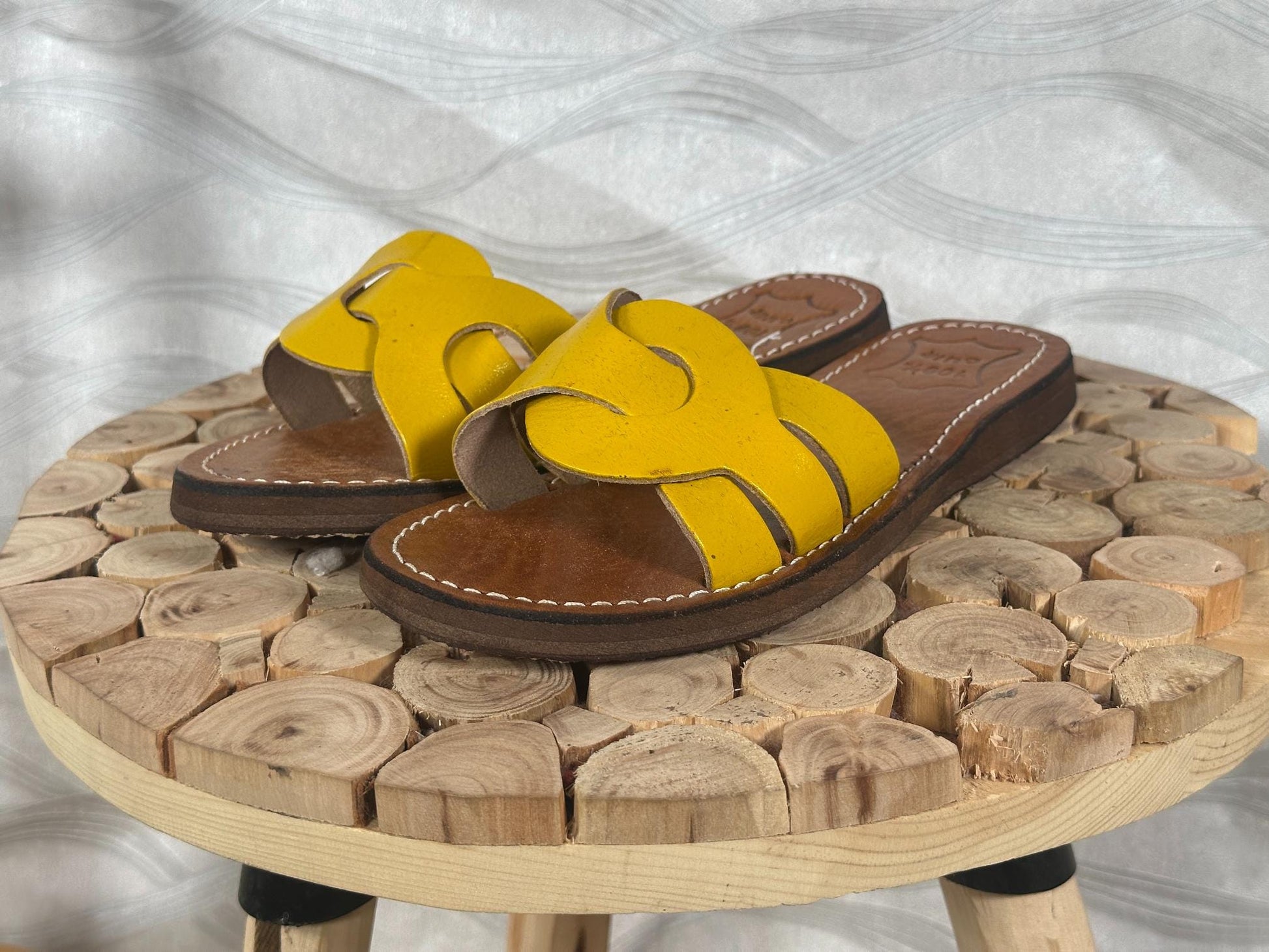 Handmade Moroccan Yellow Leather Sandals – Summer Shoes for Women, Greek Style Comfortable Soft Leather Sandals, Boho Gladiator Gift