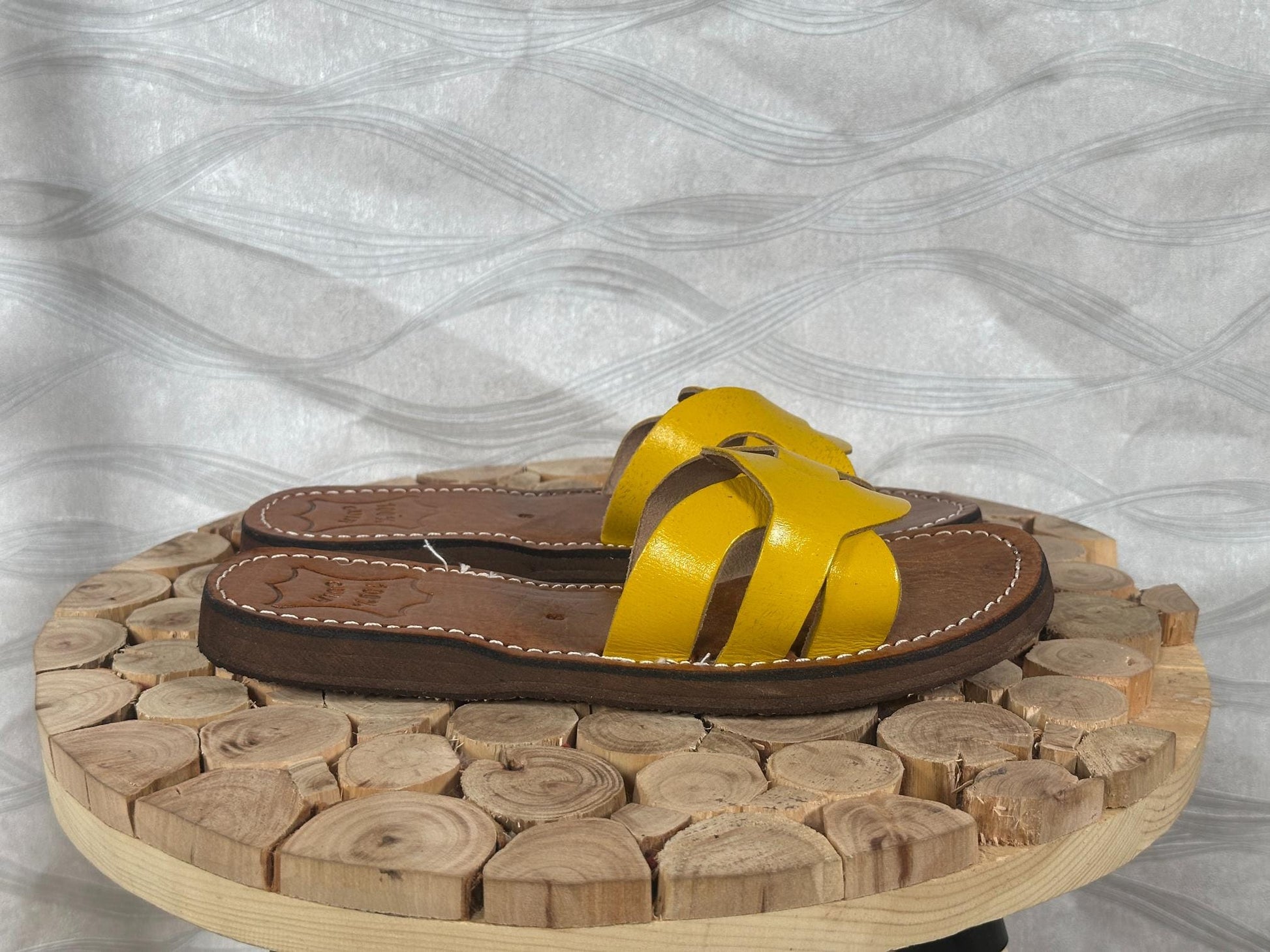 Handmade Moroccan Yellow Leather Sandals – Summer Shoes for Women, Greek Style Comfortable Soft Leather Sandals, Boho Gladiator Gift