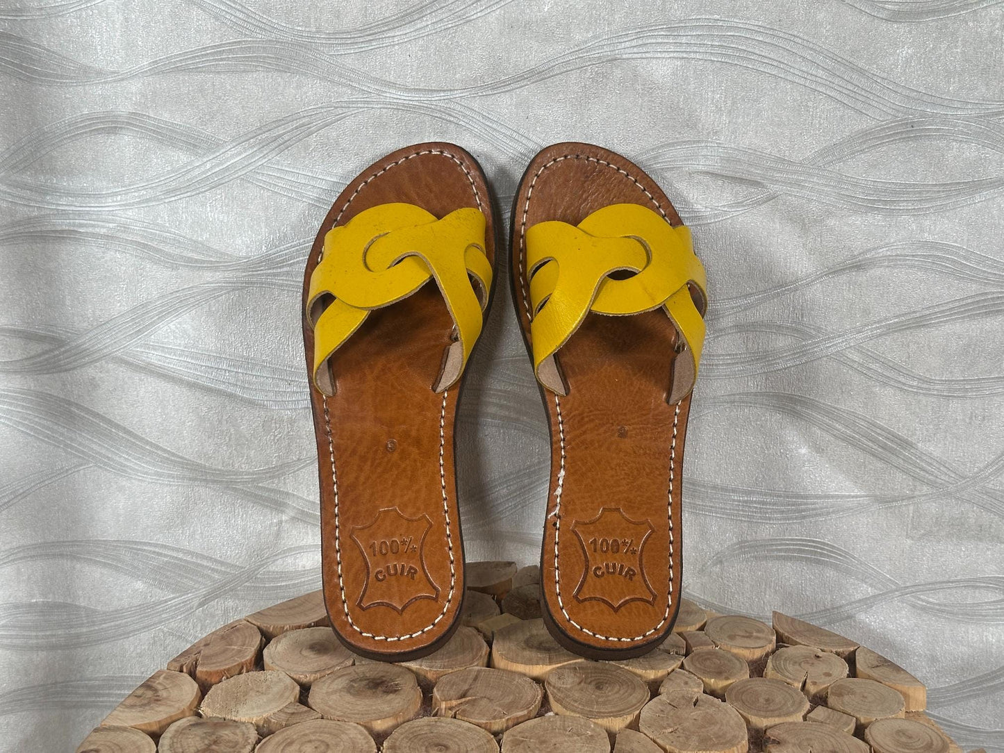 Handmade Moroccan Yellow Leather Sandals – Summer Shoes for Women, Greek Style Comfortable Soft Leather Sandals, Boho Gladiator Gift