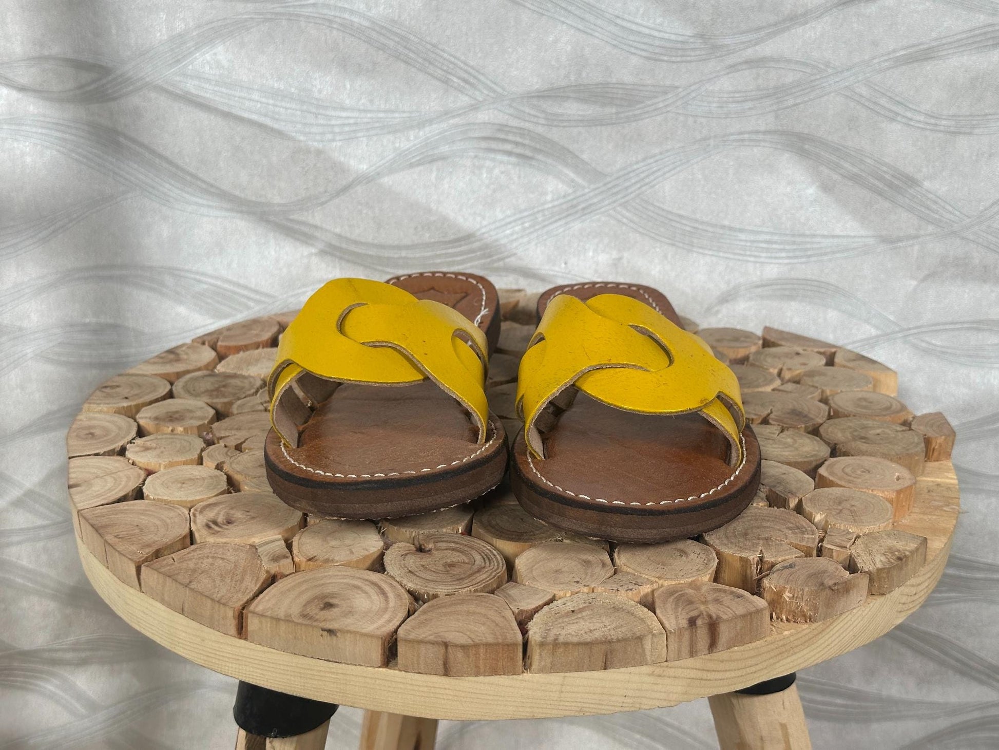 Handmade Moroccan Yellow Leather Sandals – Summer Shoes for Women, Greek Style Comfortable Soft Leather Sandals, Boho Gladiator Gift