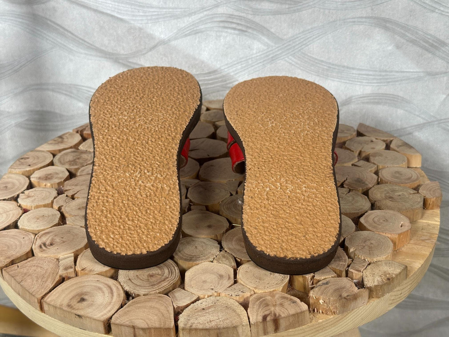 Handmade Moroccan Red Leather Sandals – Women Summer Shoes, Genuine Leather Slides, Greek Sandals, Boho Gift for Her, Beach Sandals