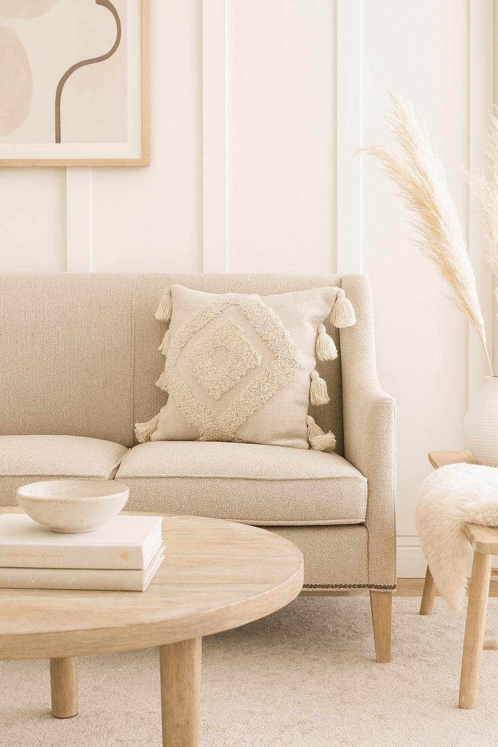 Handmade Moroccan Cotton Pillow Cover with Tassels – Boho Ethnic Throw Pillow, Decorative Tribal Berber Cushion for Sofa & Bed