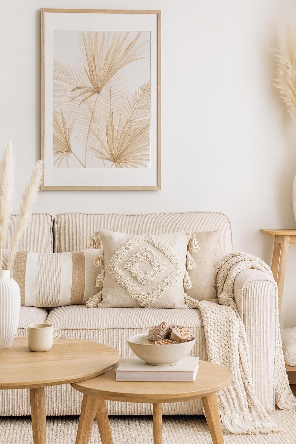 Handmade Moroccan Cotton Pillow Cover with Tassels – Boho Ethnic Throw Pillow, Decorative Tribal Berber Cushion for Sofa & Bed