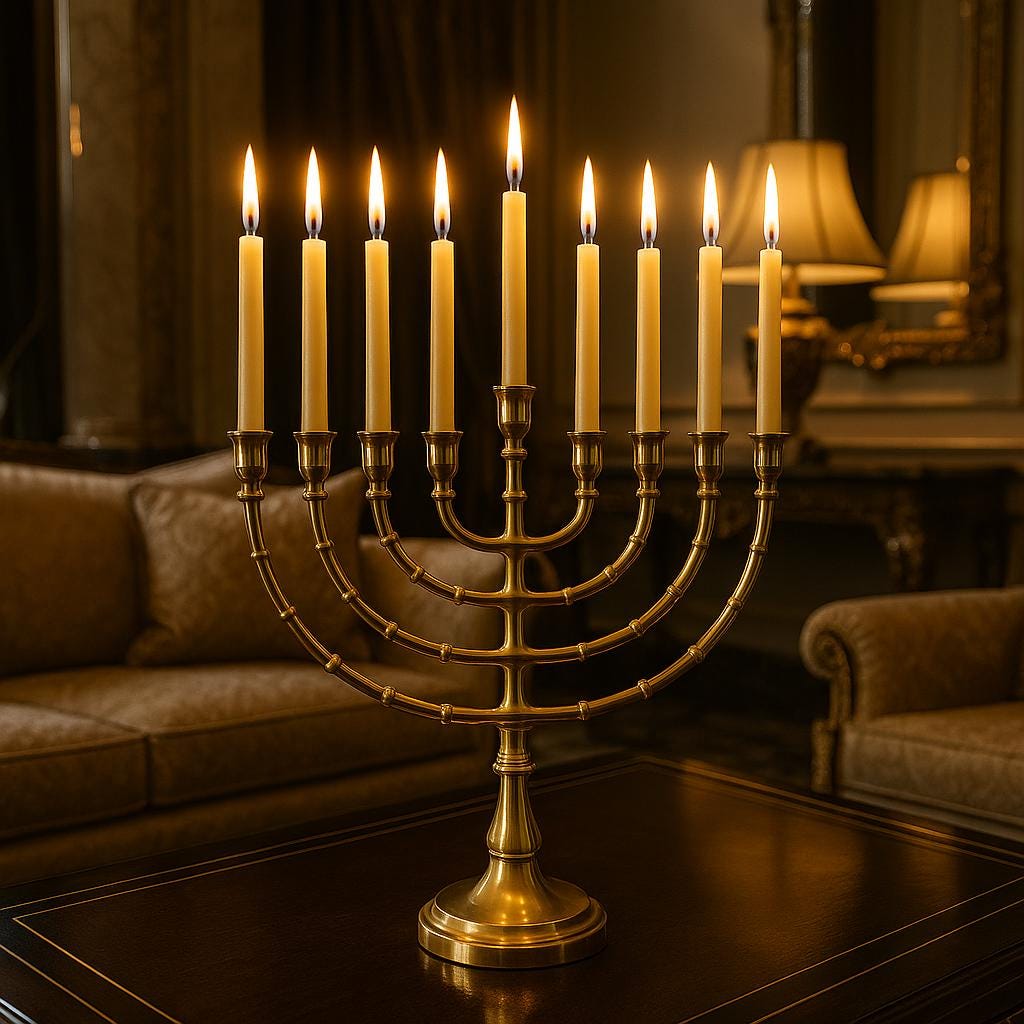 Solid Brass 7 Branch Menorah | Temple Menorah Judaica Art | Home Decor | Synagogue Religious Decor | Candelabra Gift