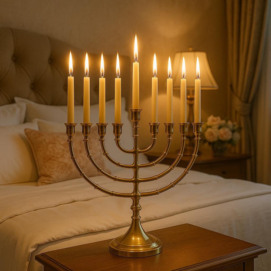 Solid Brass 7 Branch Menorah | Temple Menorah Judaica Art | Home Decor | Synagogue Religious Decor | Candelabra Gift