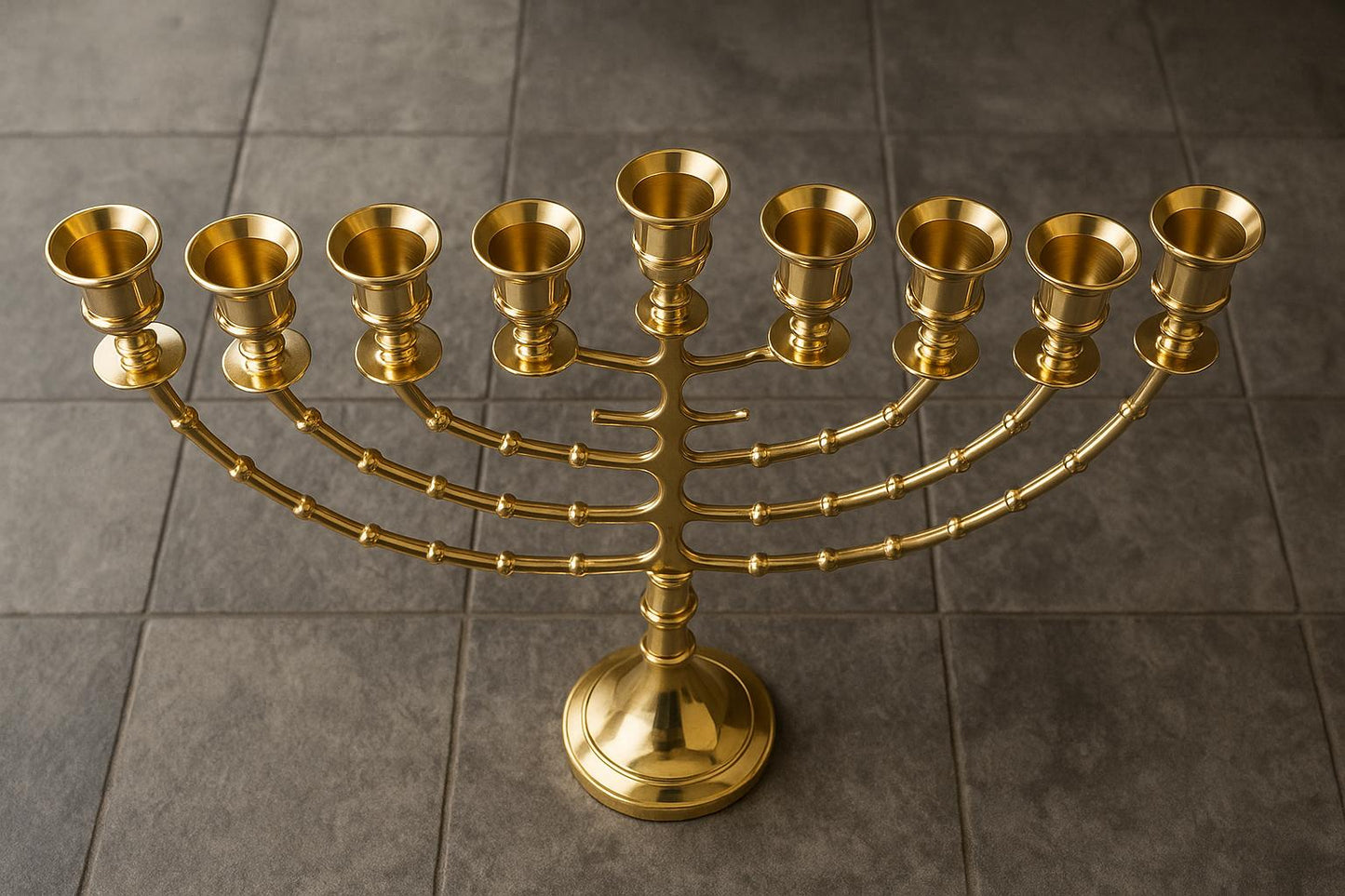 Solid Brass 7 Branch Menorah | Temple Menorah Judaica Art | Home Decor | Synagogue Religious Decor | Candelabra Gift