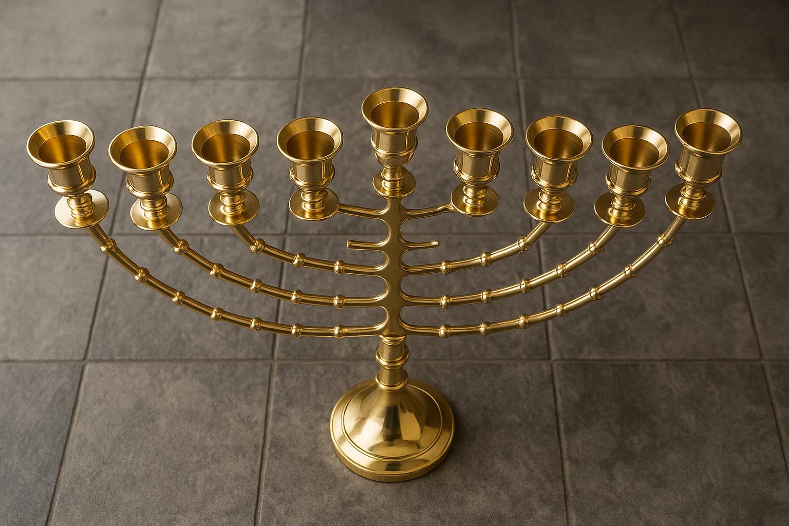 Solid Brass 7 Branch Menorah | Temple Menorah Judaica Art | Home Decor | Synagogue Religious Decor | Candelabra Gift