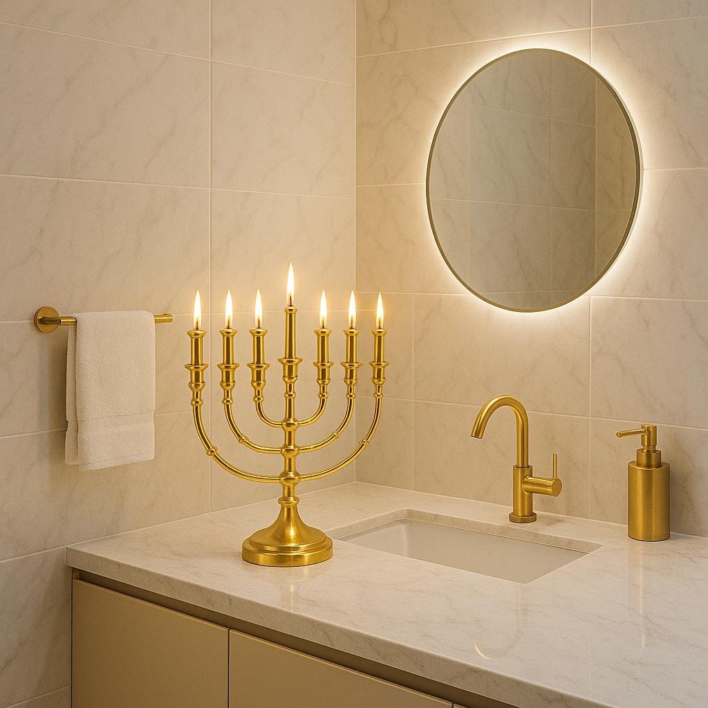 Solid Brass 7 Branch Menorah | Temple Menorah Judaica Art | Home Decor | Synagogue Religious Decor | Candelabra Gift