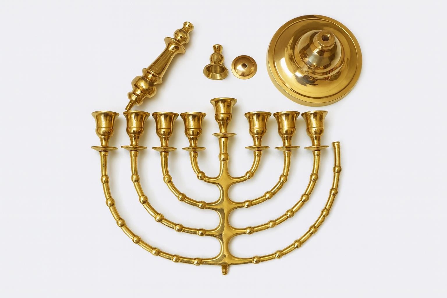 Solid Brass 7 Branch Menorah | Temple Menorah Judaica Art | Home Decor | Synagogue Religious Decor | Candelabra Gift