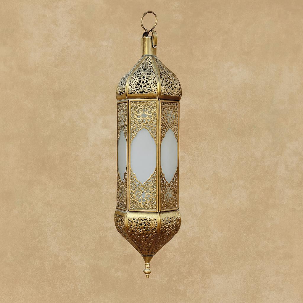 hanging Lantern/Candle holder handmade in Morocco. Best quality of Moroccan brass with protective coating
