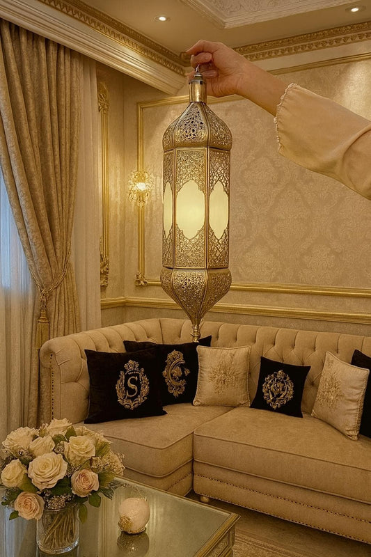 hanging Lantern/Candle holder handmade in Morocco. Best quality of Moroccan brass with protective coating