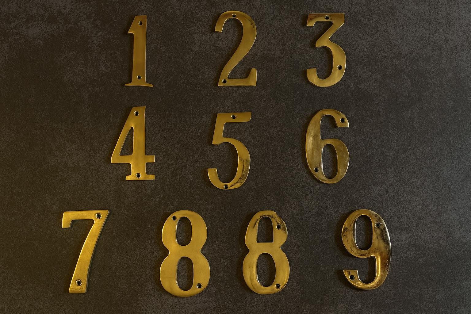 Handmade Brass House Numbers 0–9 | Moroccan Solid Brass Address Digits | Golden Door Sign | Rustic Modern Artisan Home Décor