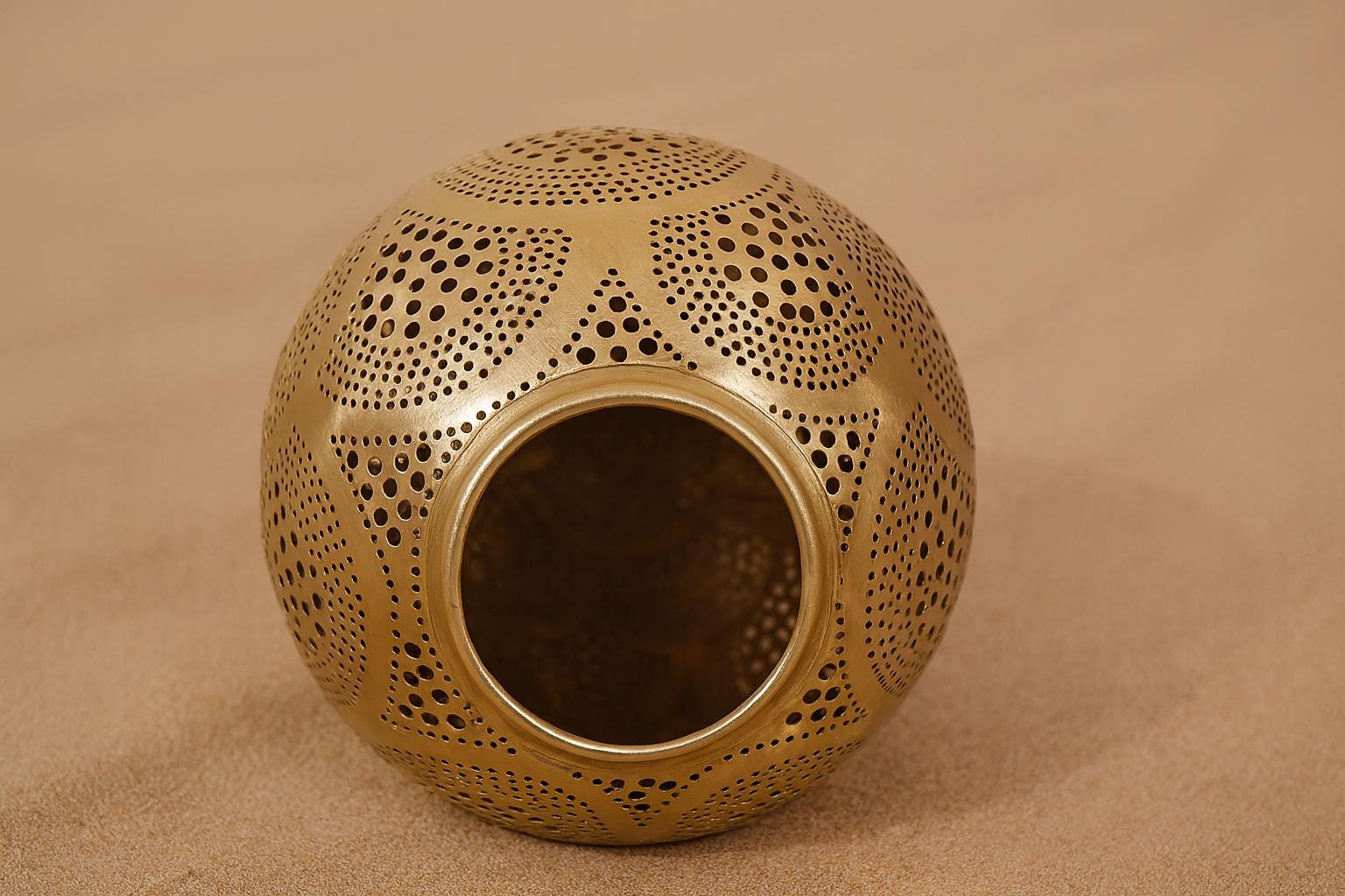 Handmade Moroccan Brass Teardrop Pendant Lamp – Pierced Hanging Light, Boho Ceiling Fixture, Shadow Casting Brass Decor