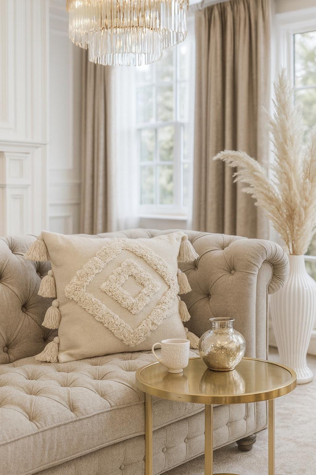 Handmade Moroccan Cotton Pillow Cover with Tassels – Boho Ethnic Throw Pillow, Decorative Tribal Berber Cushion for Sofa & Bed