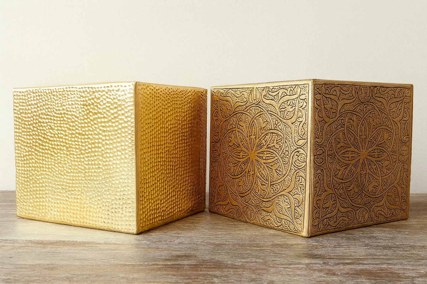 Handmade Moroccan Brass Tissue Box Cover – Hammered & Engraved Golden Brass Holder for Boho Home, Luxury Bathroom and Living Room Decor