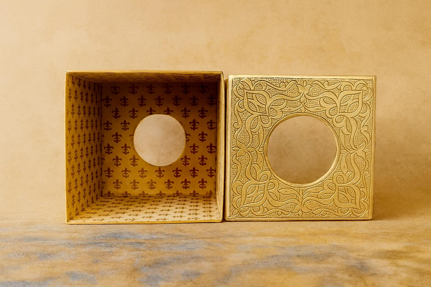 Handmade Moroccan Brass Tissue Box Cover – Hammered & Engraved Golden Brass Holder for Boho Home, Luxury Bathroom and Living Room Decor