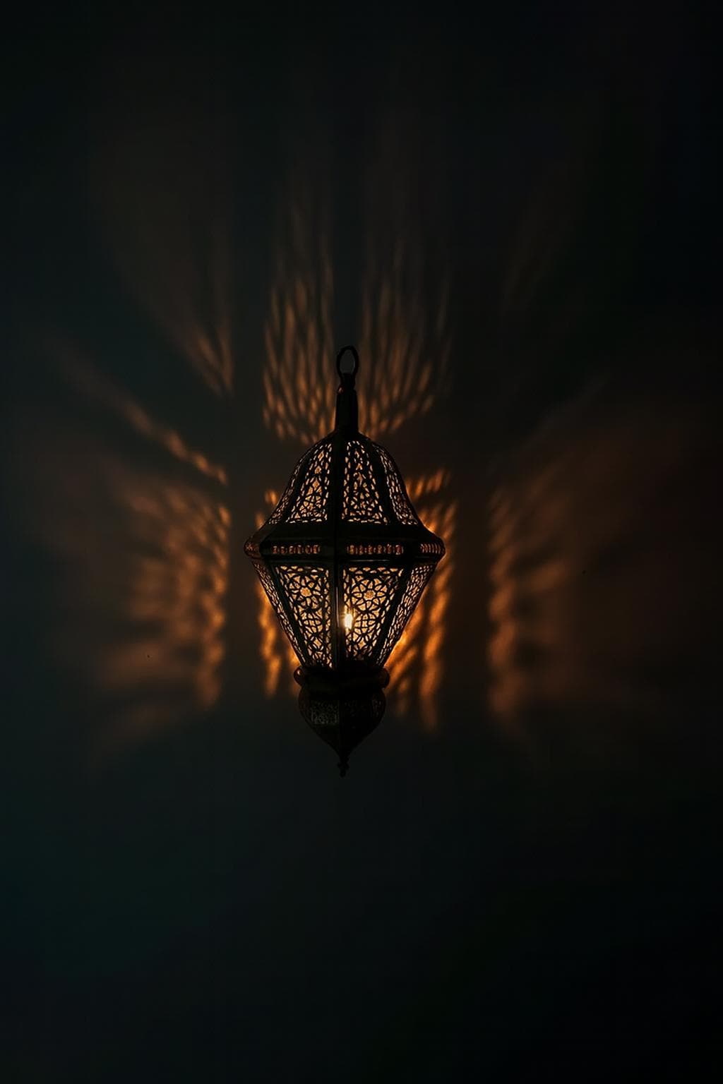 Large HANGING Moroccan Lantern/Candle Holder with brass/antique gold, riad style, artisanal shape