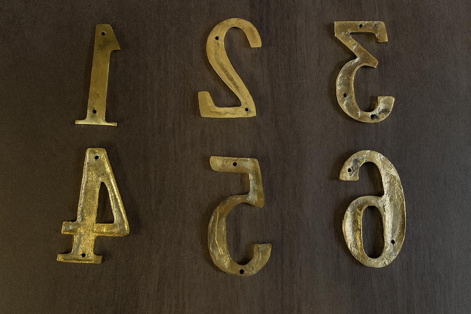 Handmade Brass House Numbers 0–9 | Moroccan Solid Brass Address Digits | Golden Door Sign | Rustic Modern Artisan Home Décor
