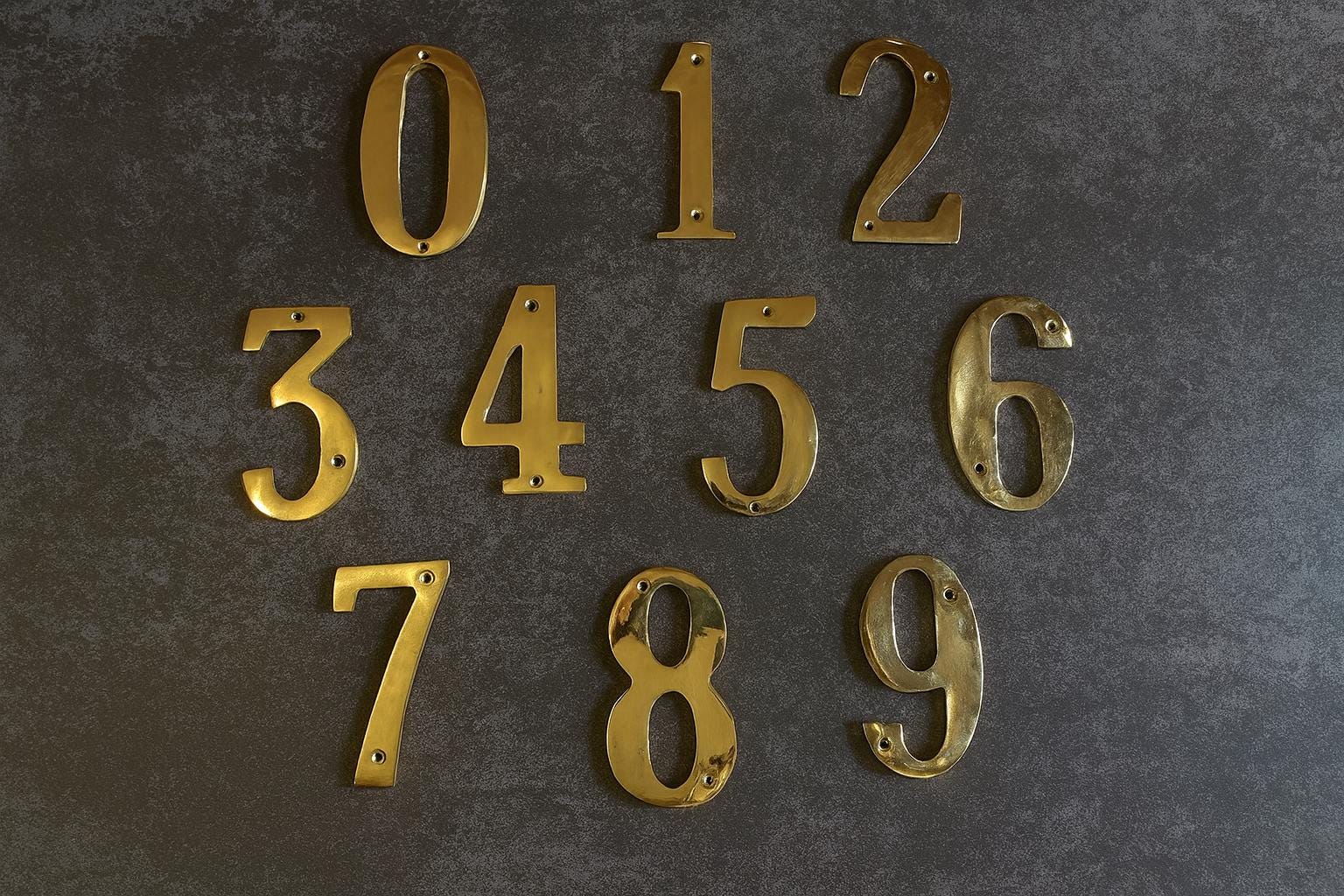 Handmade Brass House Numbers 0–9 | Moroccan Solid Brass Address Digits | Golden Door Sign | Rustic Modern Artisan Home Décor