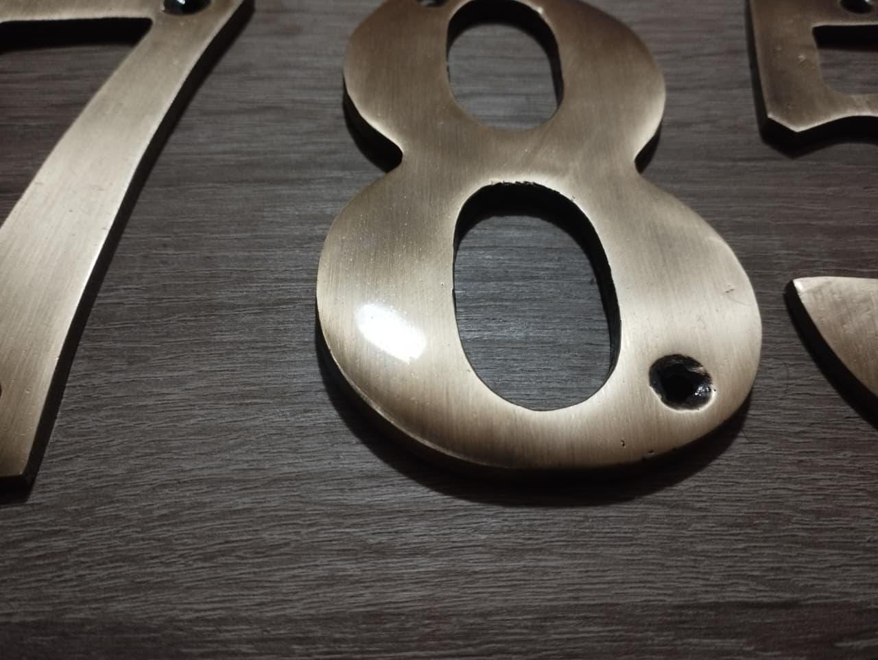 Handmade Brass House Numbers 0–9 | Moroccan Solid Brass Address Digits | Golden Door Sign | Rustic Modern Artisan Home Décor